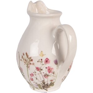 Kanne décorative en céramique Clayre & Eef beige-rose 16x12x19 cm