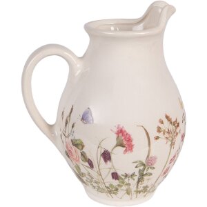 Kanne décorative en céramique Clayre & Eef beige-rose 16x12x19 cm