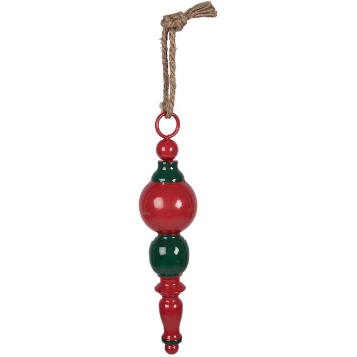 Décoration suspendue Noël Clayre & Eef métal rouge-vert Ø8x33cm