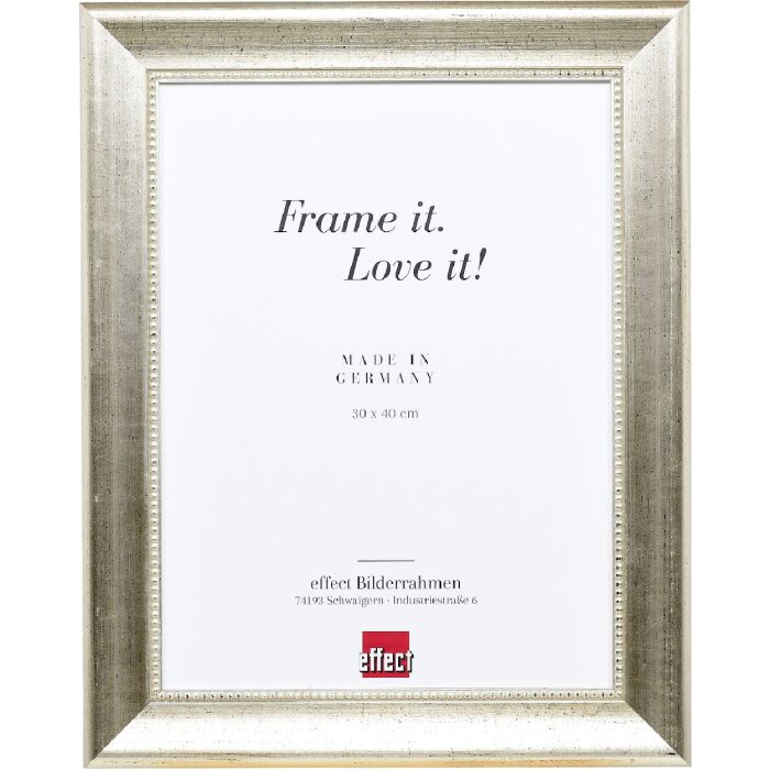 Cadre photo bois profil 95 argent 25x70 cm verre musée