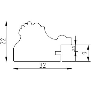 Cadre photo en bois baroque profil 37 blanc 9x13 cm verre artistique