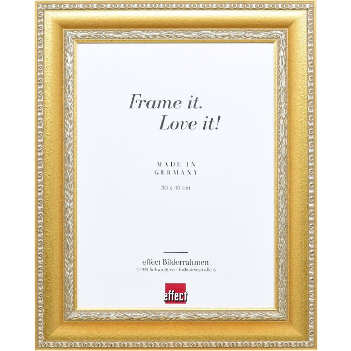 Cadre photo bois effet baroque 13x13 cm verre musée or