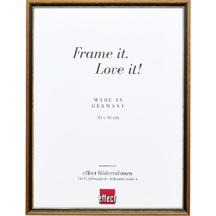 Cadre photo en bois Effect Holzrahmen Profil 22 noix 25x50 cm avec verre de musée