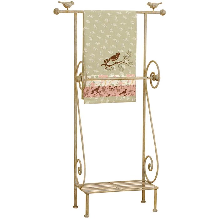 Clayre & Eef 40450 Porte-serviettes 55x18x97 cm Couleur or Métal Oiseaux