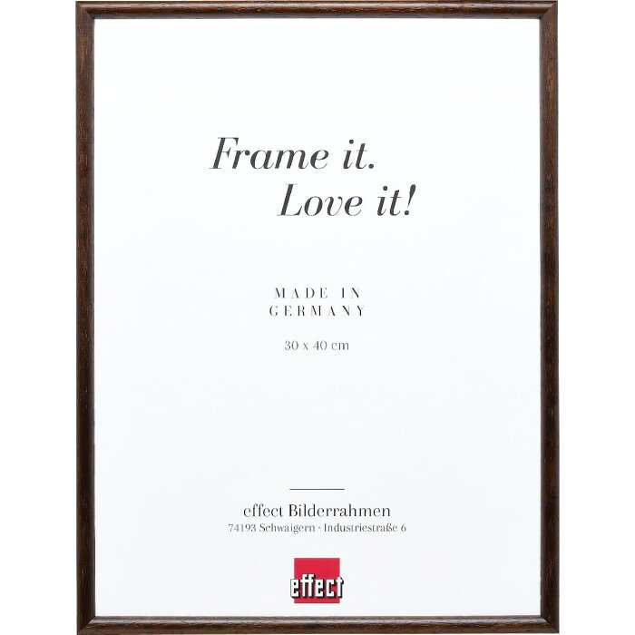 Cadre photo bois profil 20 brun foncé 25x50 cm verre artistique