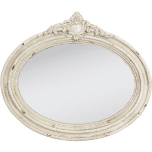 Miroir 61x5x53 cm ovale vieux blanc