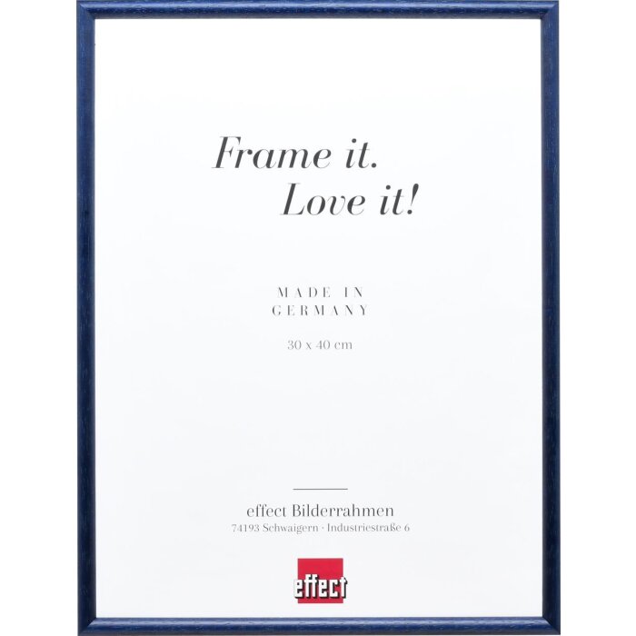 Cadre photo en bois profil 20 bleu 40x60 cm verre antireflecteur