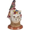 Statue chat avec oiseau blanc-or Clayre & Eef 24x21x40