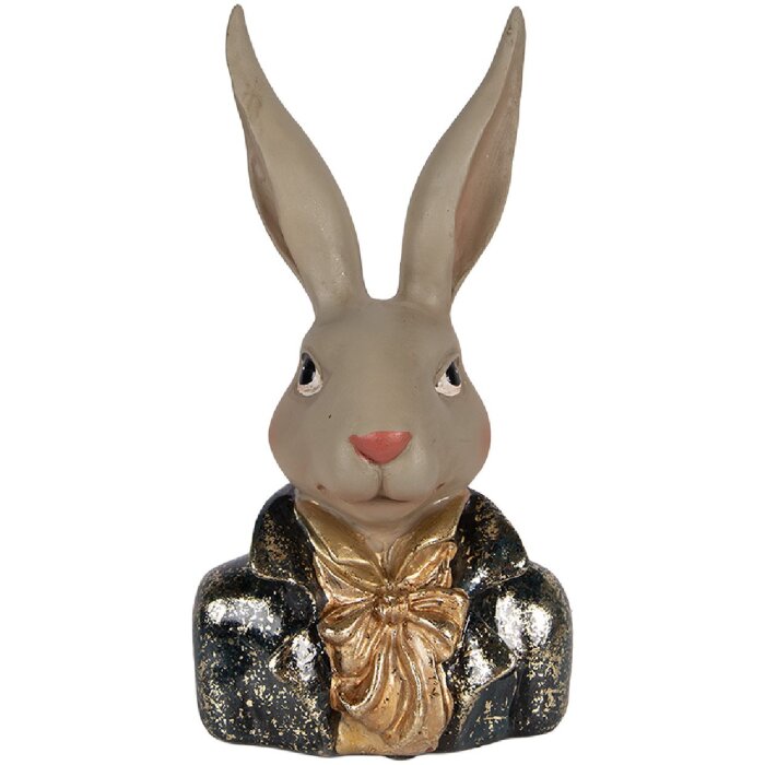 Statuette Lapin Clayre & Eef - Décoration Vintage avec Écharpe Dorée