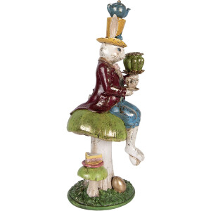 Support à bougies lapin décoratif printanier 20x16x41 cm