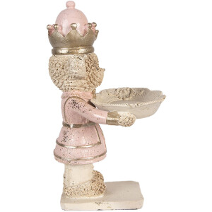 Ours décoratif avec assiette beige rose Clayre & Eef