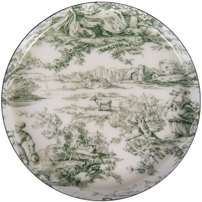 Sous-verres Clayre & Eef Ø 11 cm x 1 cm Blanc avec accents verts