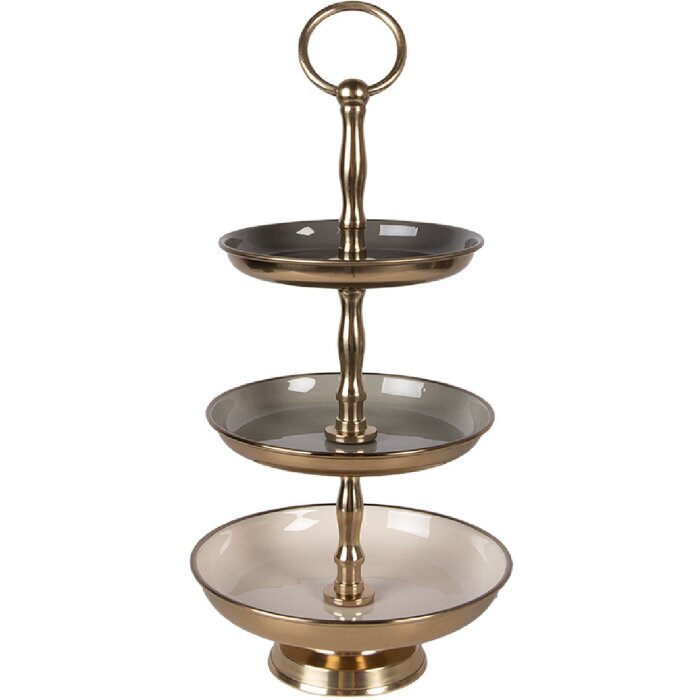 Étagère Clayre & Eef Ø 18x35 cm Beige-Gold 3 niveaux Fer