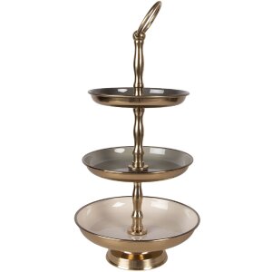 Étagère Clayre & Eef Ø 18x35 cm Beige-Gold 3 niveaux Fer