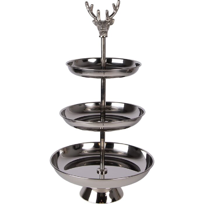 Clayre & Eef 6AL0079 Étagère en aluminium 3 niveaux Ø 26x48 cm argentée