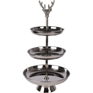 Clayre & Eef 6AL0079 Étagère en aluminium 3 niveaux Ø 26x48 cm argentée