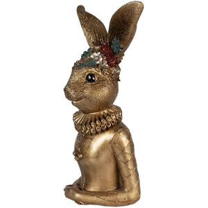 Clayre & Eef 6PR6057 Décoration Buste Lapin Or Vert 27x17x49 cm