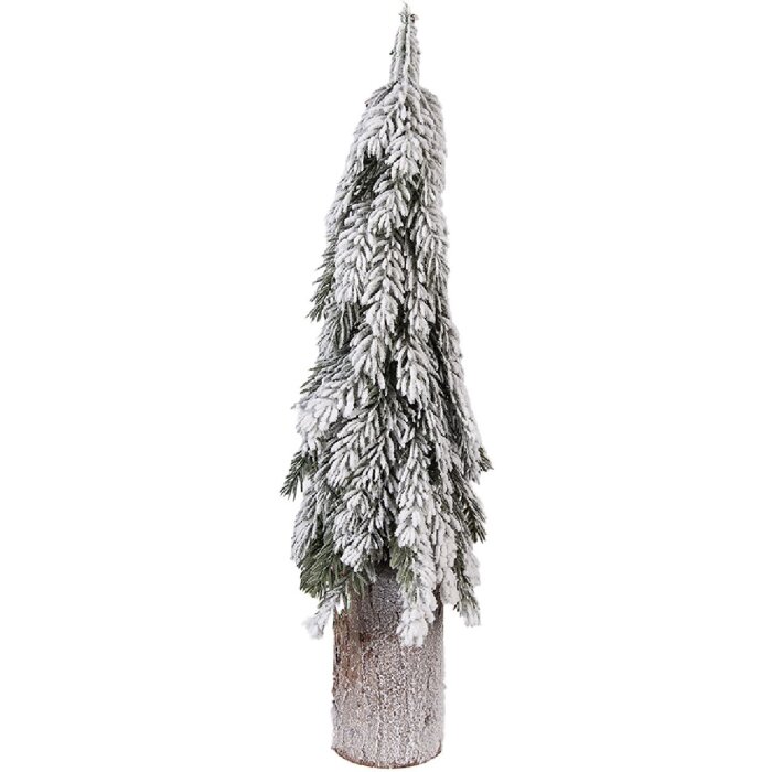 Arbre de Noël artificiel Clayre & Eef Ø18x57 cm, effet neige, tronc bois