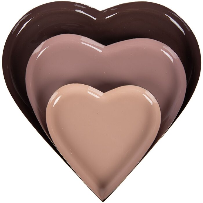 Set de 3 assiettes décoratives rose Clayre & Eef Ø 24/19/13 cm