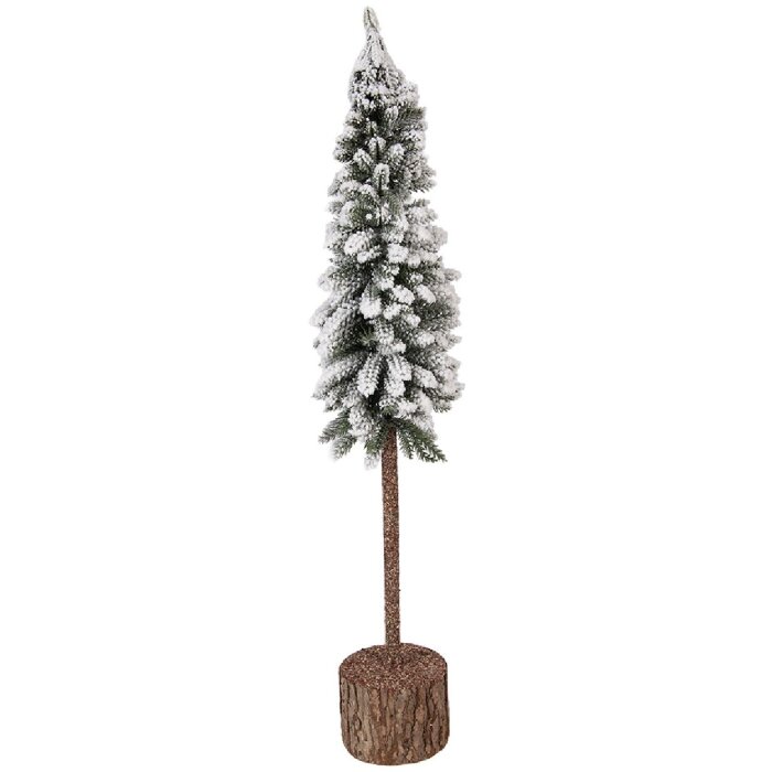 Clayre & Eef 50840 Arbre de Noël artificiel Ø10x60 cm avec base en bois et recouvrement neige