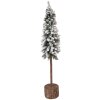 Clayre & Eef 50840 Arbre de Noël artificiel Ø10x60 cm avec base en bois et recouvrement neige