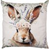 Housse de coussin 45x45 cm, lapin avec couronne de fleurs, polyester
