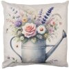 Housse de coussin Clayre & Eef 45x45 cm, motif gourde à arroser aquarelle fleurs