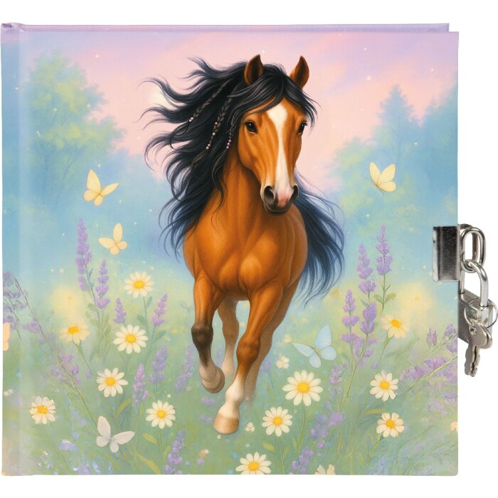 Journal de bord Wiesenglück 16,5x16,5 cm blanc avec cadenas sécurité