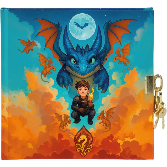 Journal Goldbuch Drachenfreund 16x16 cm, blanc, avec verrou
