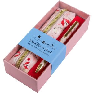 Set stylo et porte-stylos Secret Garden rose Goldbuch