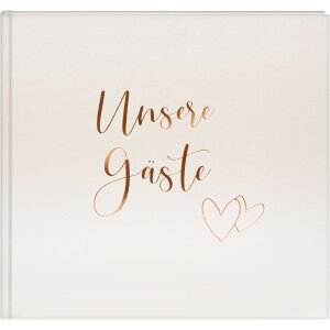 Goldbuch Gästebuch Herzklopfen 24x22 cm goldprägtes illustriertes Buch