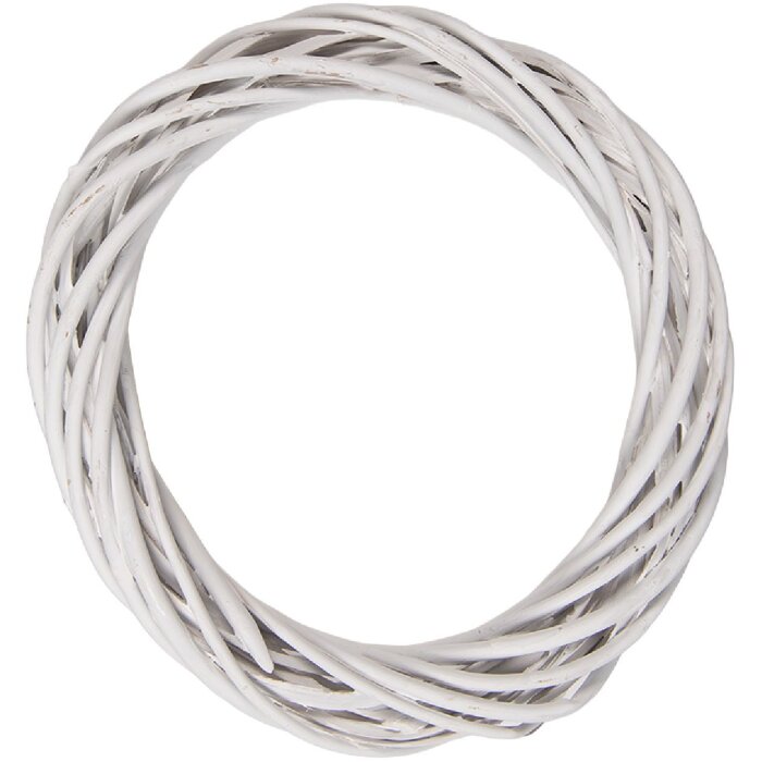 Couronne de Noël en rattan naturel blanc Ø 20 cm - Clayre & Eef