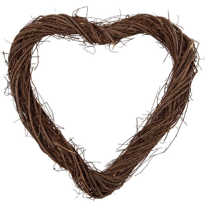 Couronne Cœur en Rattan Clayre & Eef 40x40x4 cm Brun