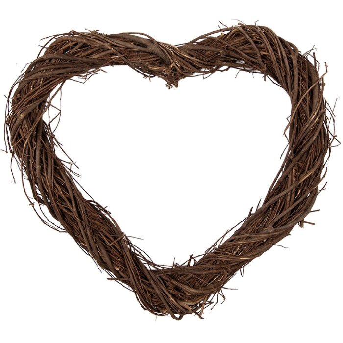 Couronne cœur en rattan marron 30x30x3 cm – Clayre & Eef