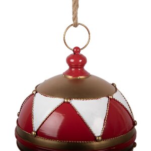 Boule de Noël Clayre & Eef Ø31x36 cm, métal rouge-blanc doré