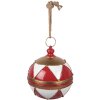 Boule de Noël Clayre & Eef Ø31x36 cm, métal rouge-blanc doré