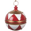 Boule de Noël Clayre & Eef Ø31x36 cm, métal rouge-blanc doré
