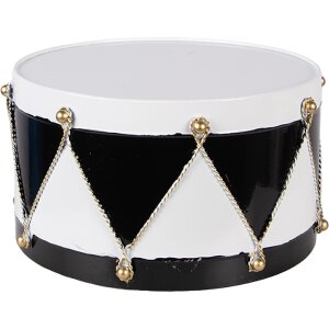 Clayre & Eef - Set de 2 Tambours Déco Murale Blanc Noir Ø37x26 / Ø32x17