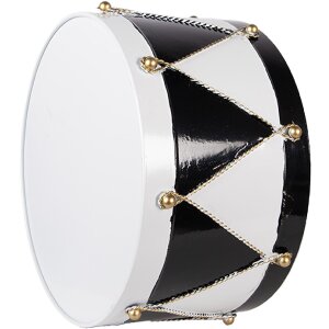 Clayre & Eef - Set de 2 Tambours Déco Murale Blanc Noir Ø37x26 / Ø32x17