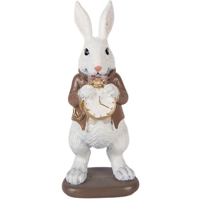 Décoration Lapin Clayre & Eef 7x7x16 cm Blanc-Brun