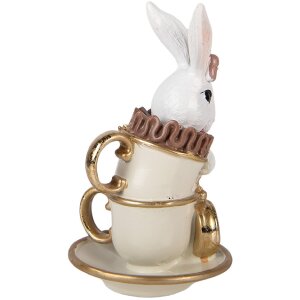 Décoration Lapin Blanc-Beige 8x8x14 cm - Clayre & Eef