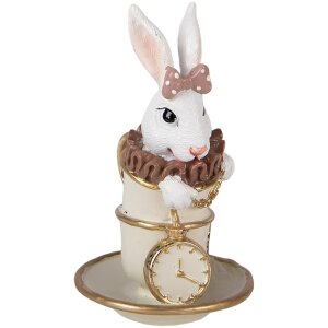 Décoration Lapin Blanc-Beige 8x8x14 cm - Clayre & Eef
