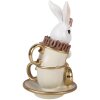 Décoration Lapin Blanc-Beige 8x8x14 cm - Clayre & Eef