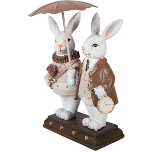 Décoration lapin avec parapluie blanc-brun 13x6x16...