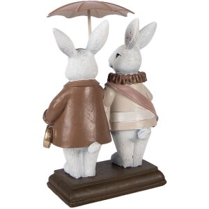 Décoration lapin avec parapluie blanc-brun 13x6x16 cm - Clayre & Eef