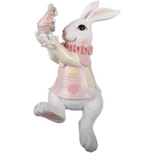 Lapin assis blanc rose Clayre & Eef 9x9x14 cm
