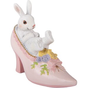 Décoration Lapin dans un Chausson Blanc Rose...