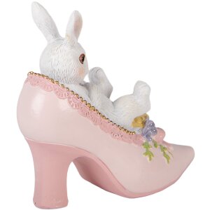 Décoration Lapin dans un Chausson Blanc Rose 13x5x12 cm Clayre & Eef