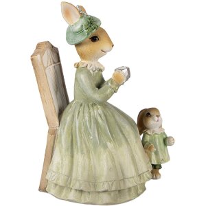 Clayre & Eef Lapin Décoration Brun-VERT...