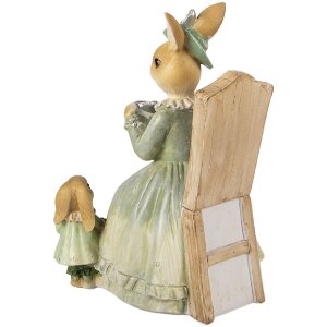Clayre & Eef Lapin Décoration Brun-VERT 14x10x18 cm